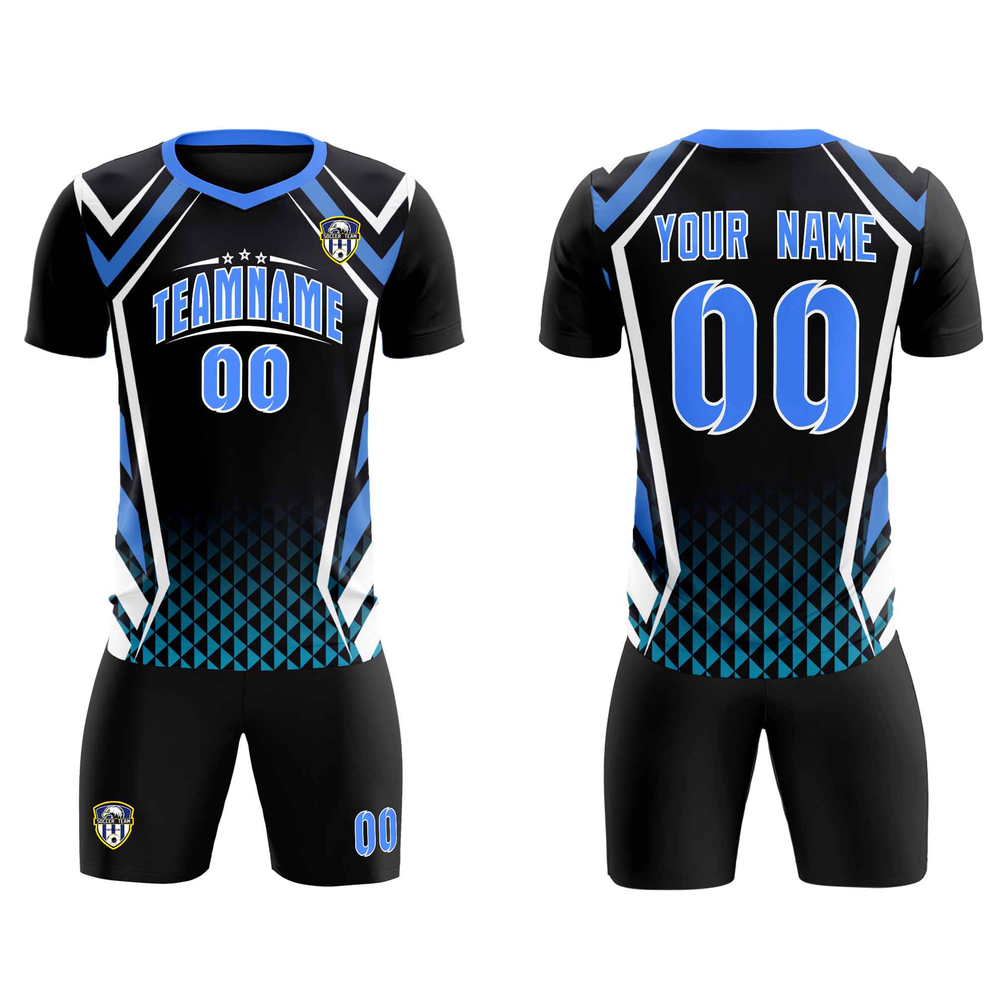 Custom Black Abstract Breathable Football Kit Jersey