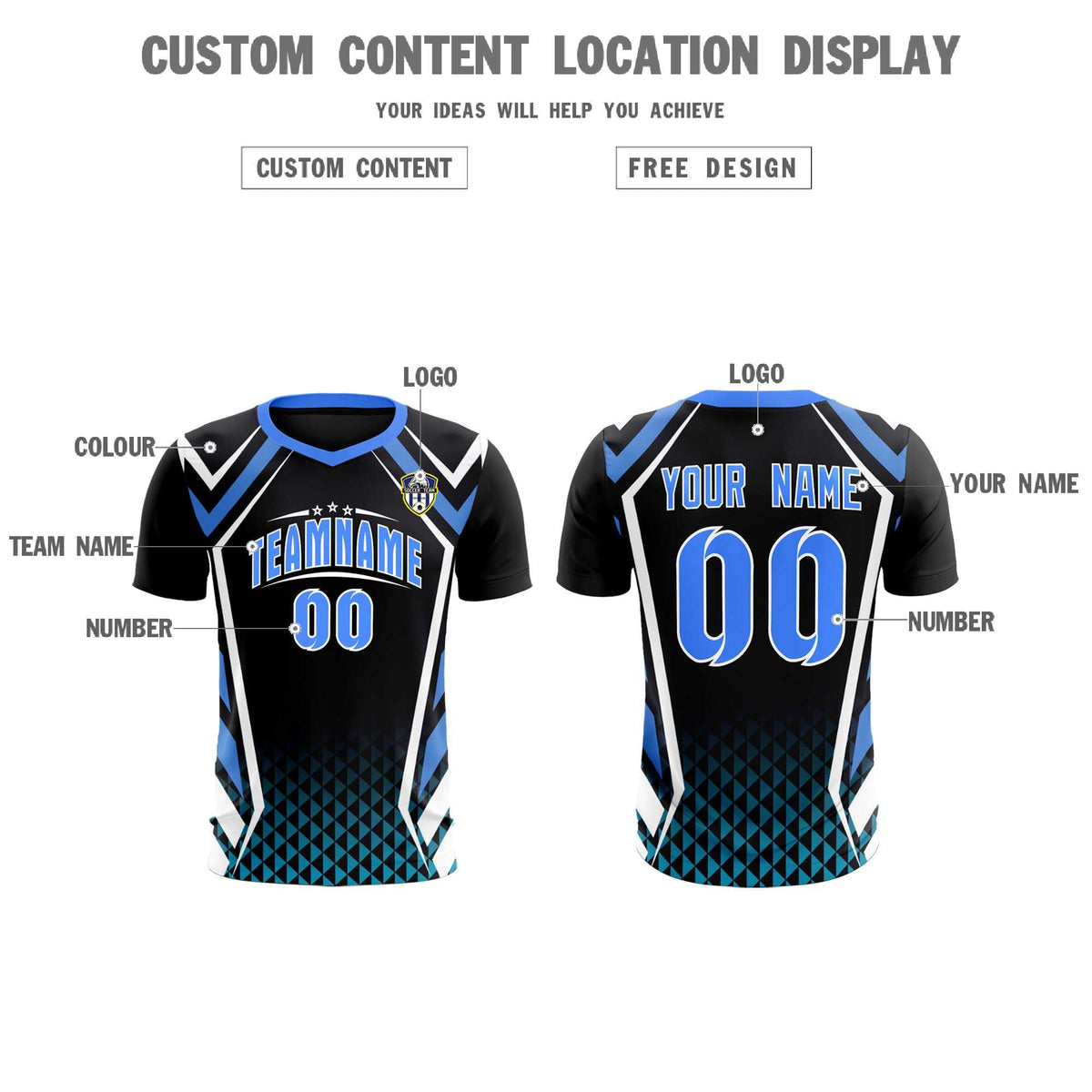 Custom Black Abstract Breathable Football Kit Jersey