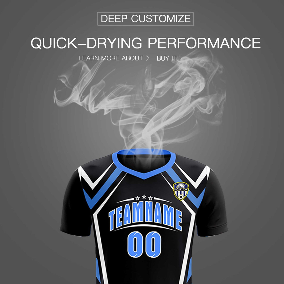 Custom Black Abstract Breathable Football Kit Jersey