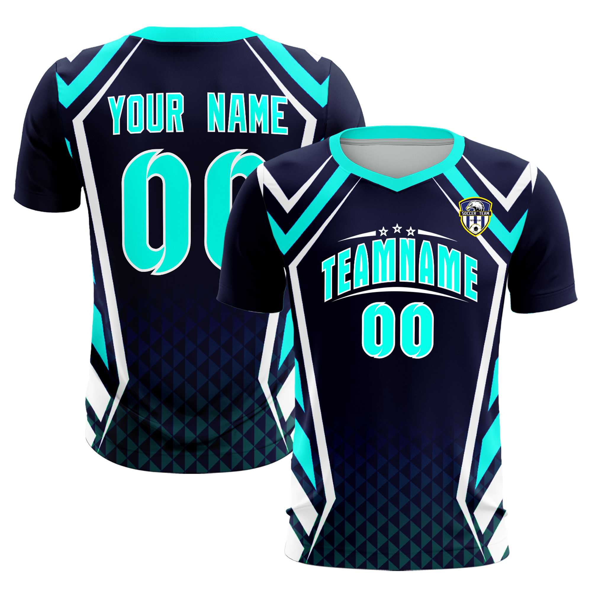 Custom Navy Abstract Breathable Football Kit Jersey