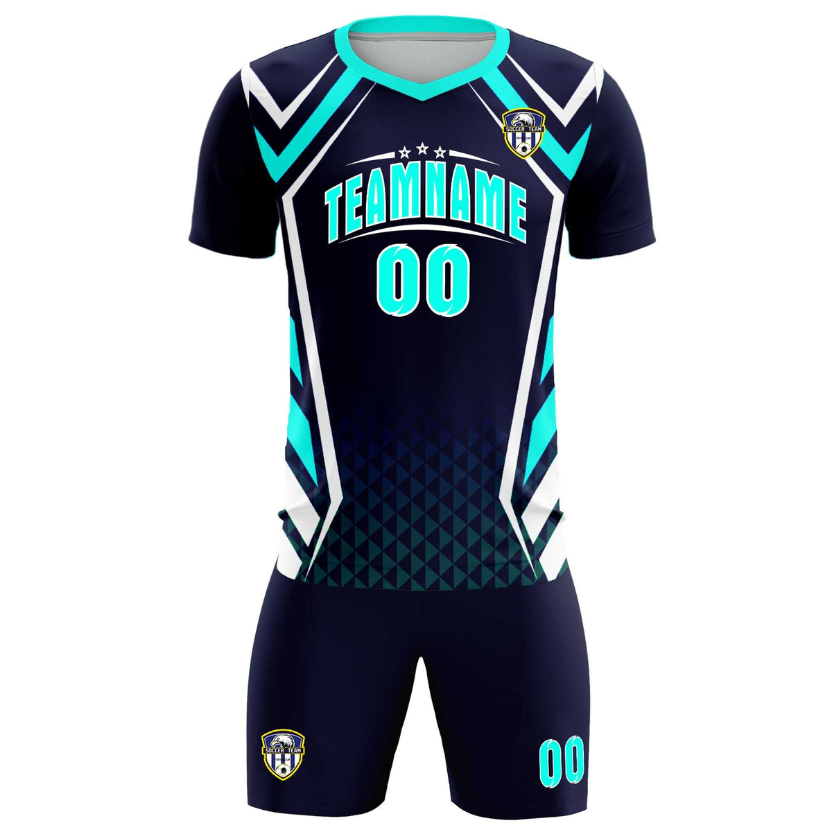 Custom Navy Abstract Breathable Football Kit Jersey