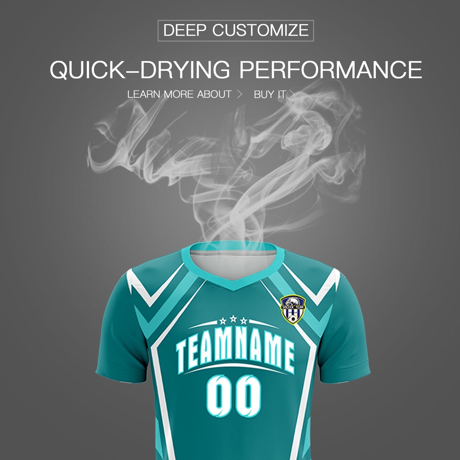 Custom Sky Blue Abstract Breathable Football Kit Jersey