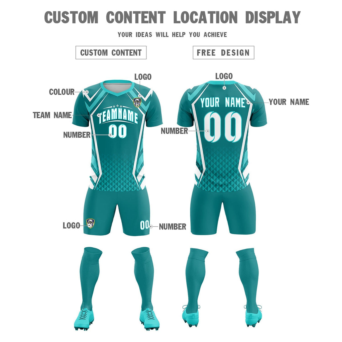 Custom Sky Blue Abstract Breathable Football Kit Jersey