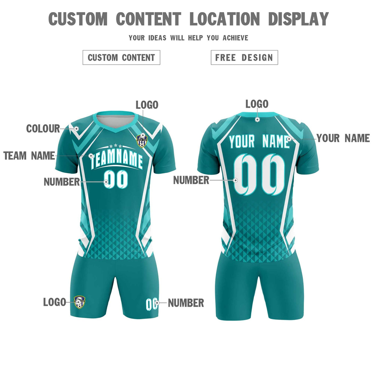 Custom Sky Blue Abstract Breathable Football Kit Jersey