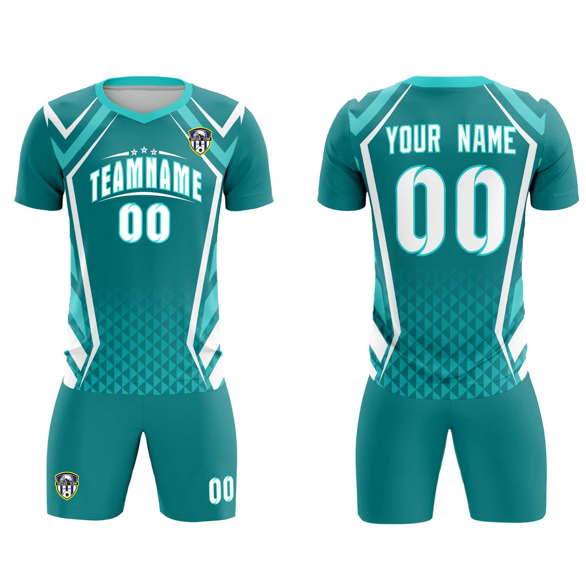 Custom Sky Blue Abstract Breathable Football Kit Jersey