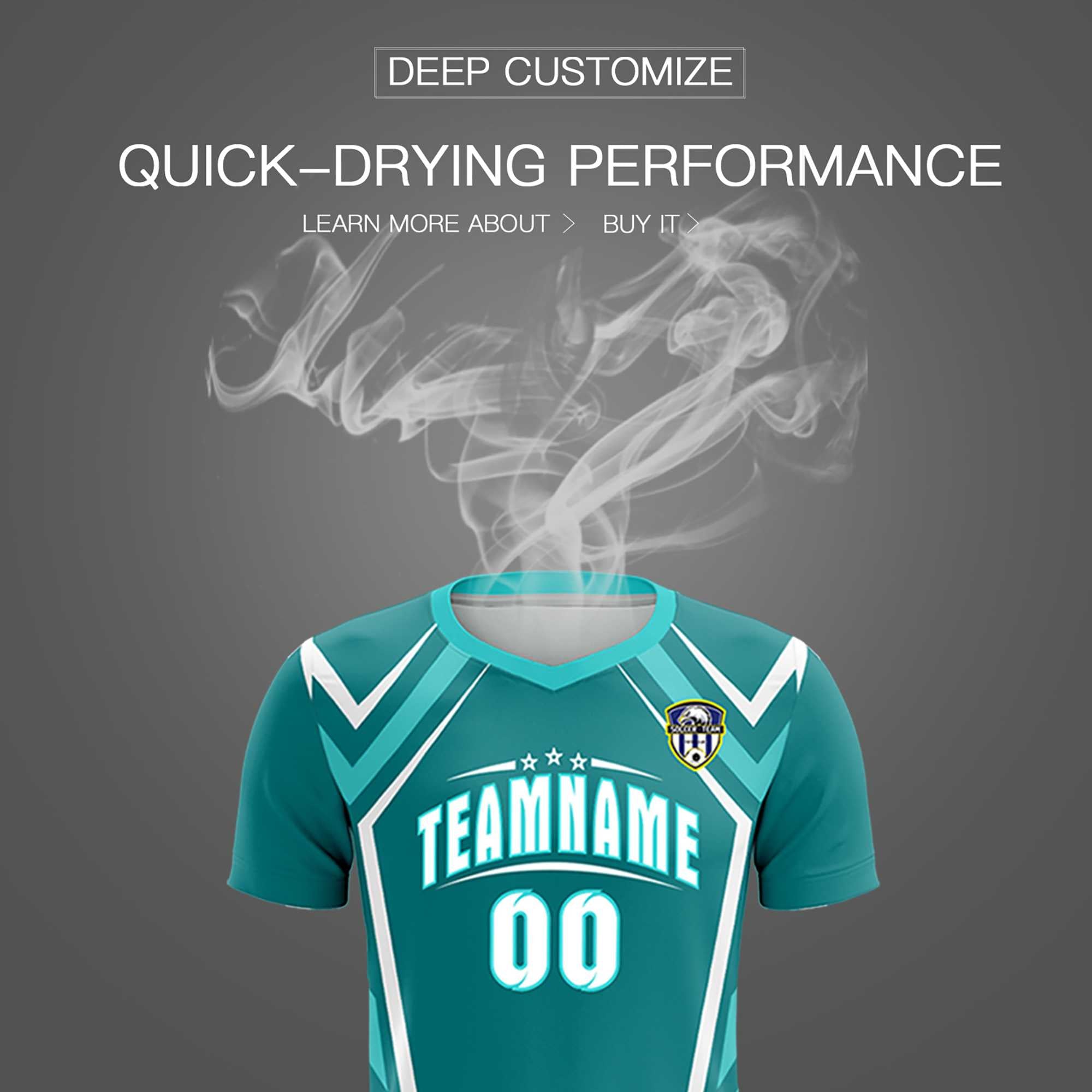 Custom Sky Blue Abstract Breathable Football Kit Jersey