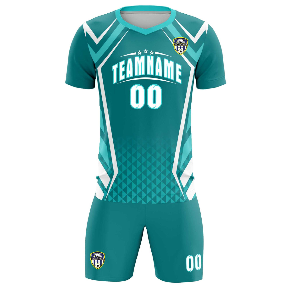 Custom Sky Blue Abstract Breathable Football Kit Jersey