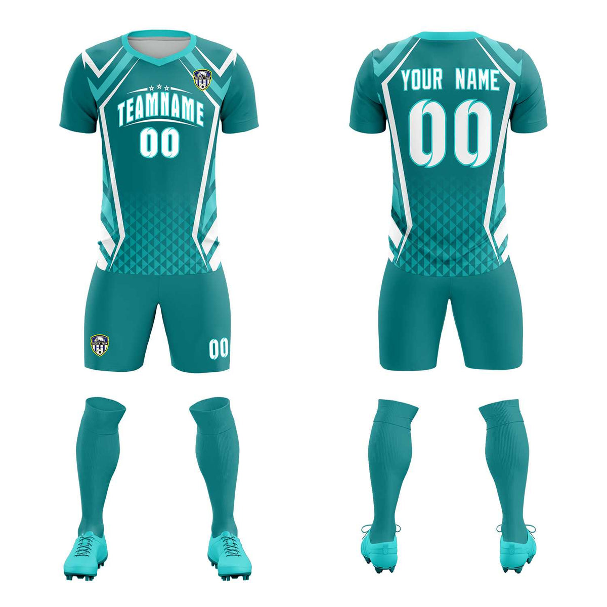 Custom Sky Blue Abstract Breathable Football Kit Jersey