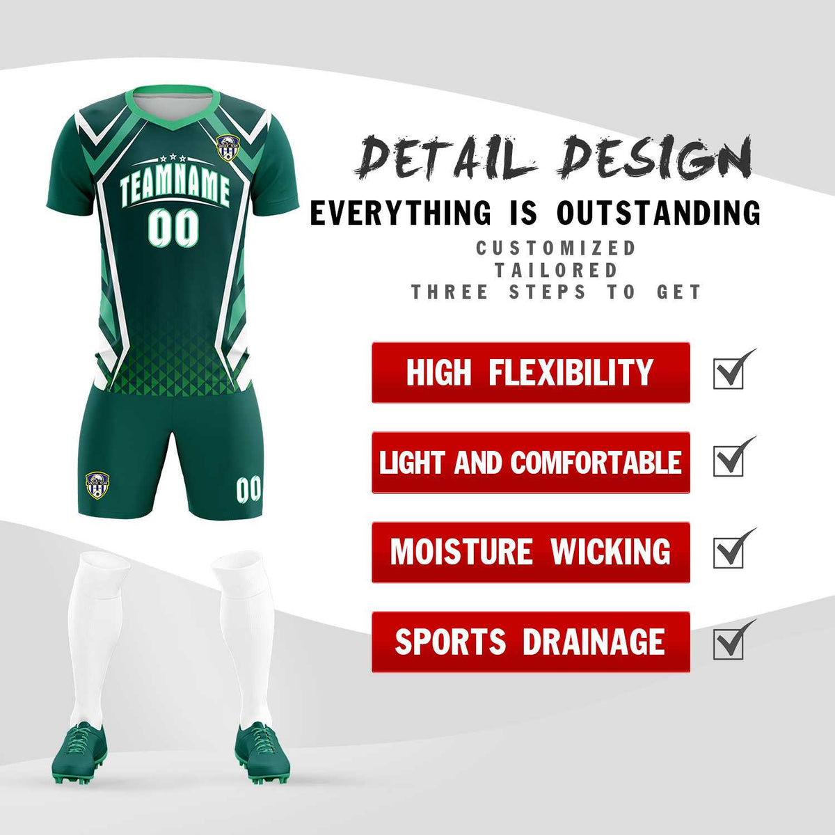 Custom Aqua Abstract Breathable Football Kit Jersey