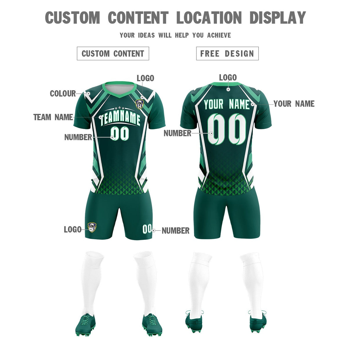 Custom Aqua Abstract Breathable Football Kit Jersey
