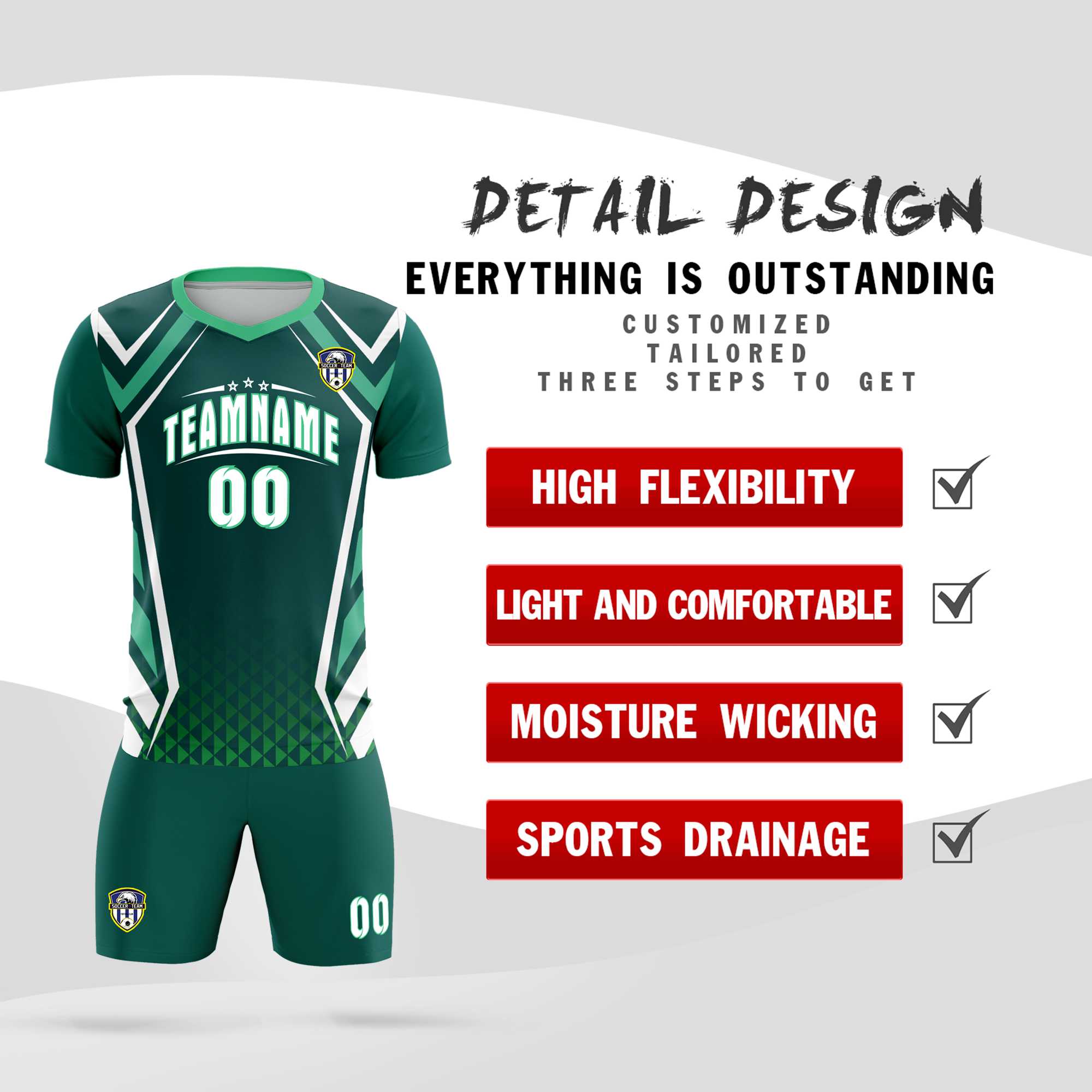 Custom Aqua Abstract Breathable Football Kit Jersey