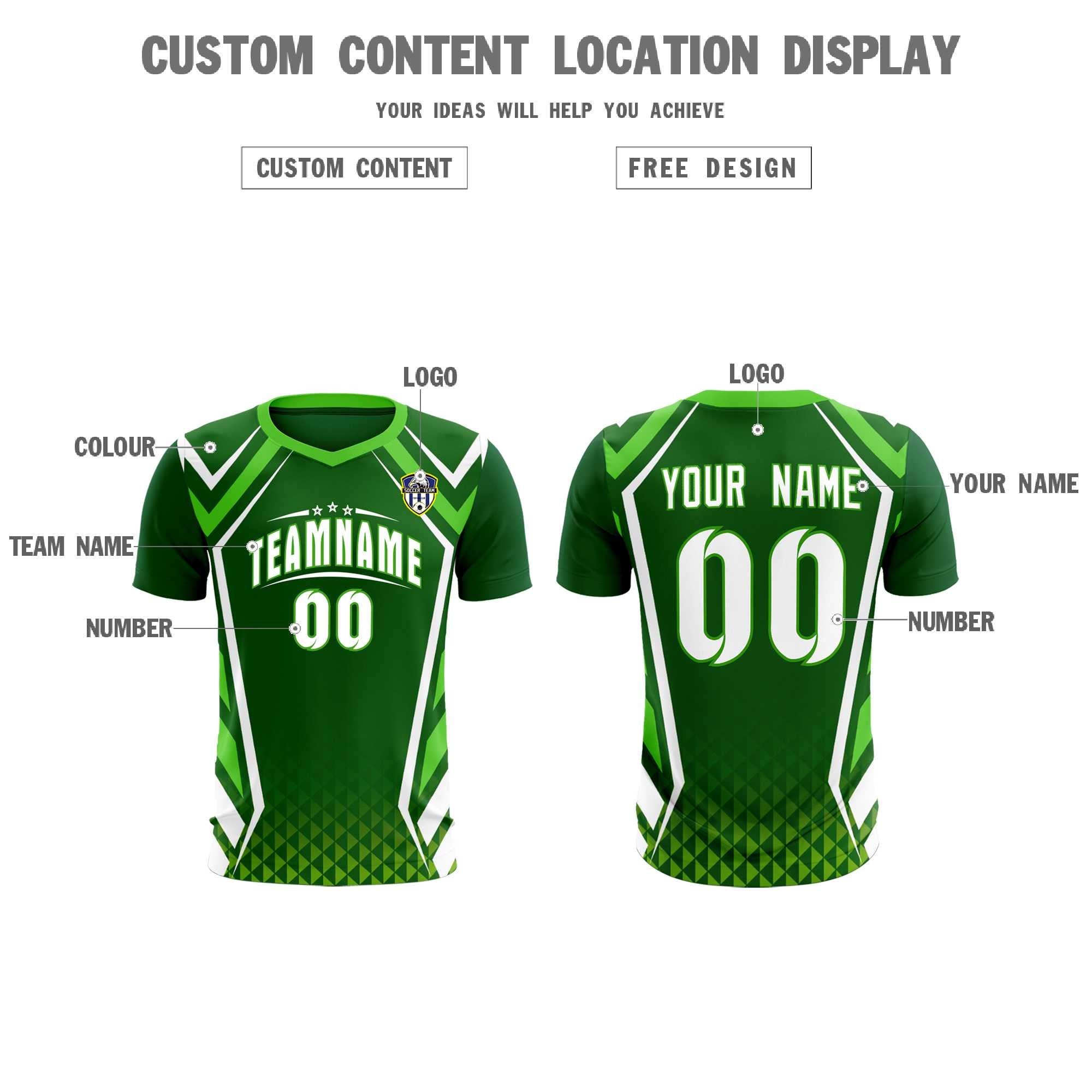 Custom Green Abstract Breathable Football Kit Jersey