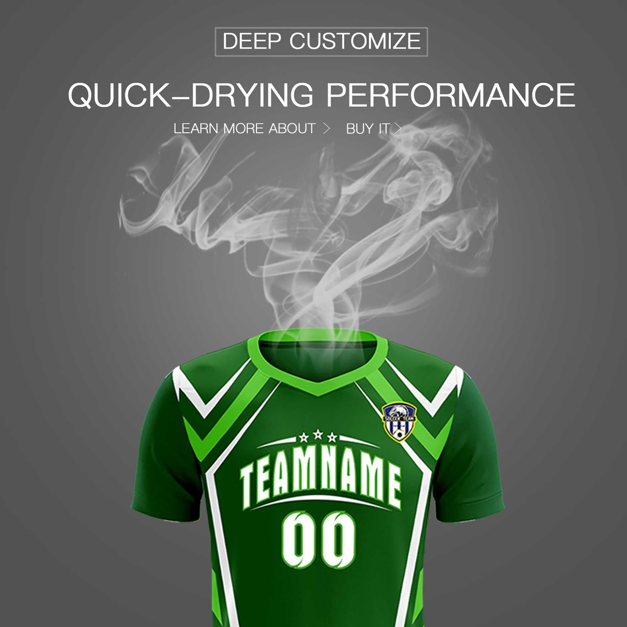 Custom Green Abstract Breathable Football Kit Jersey