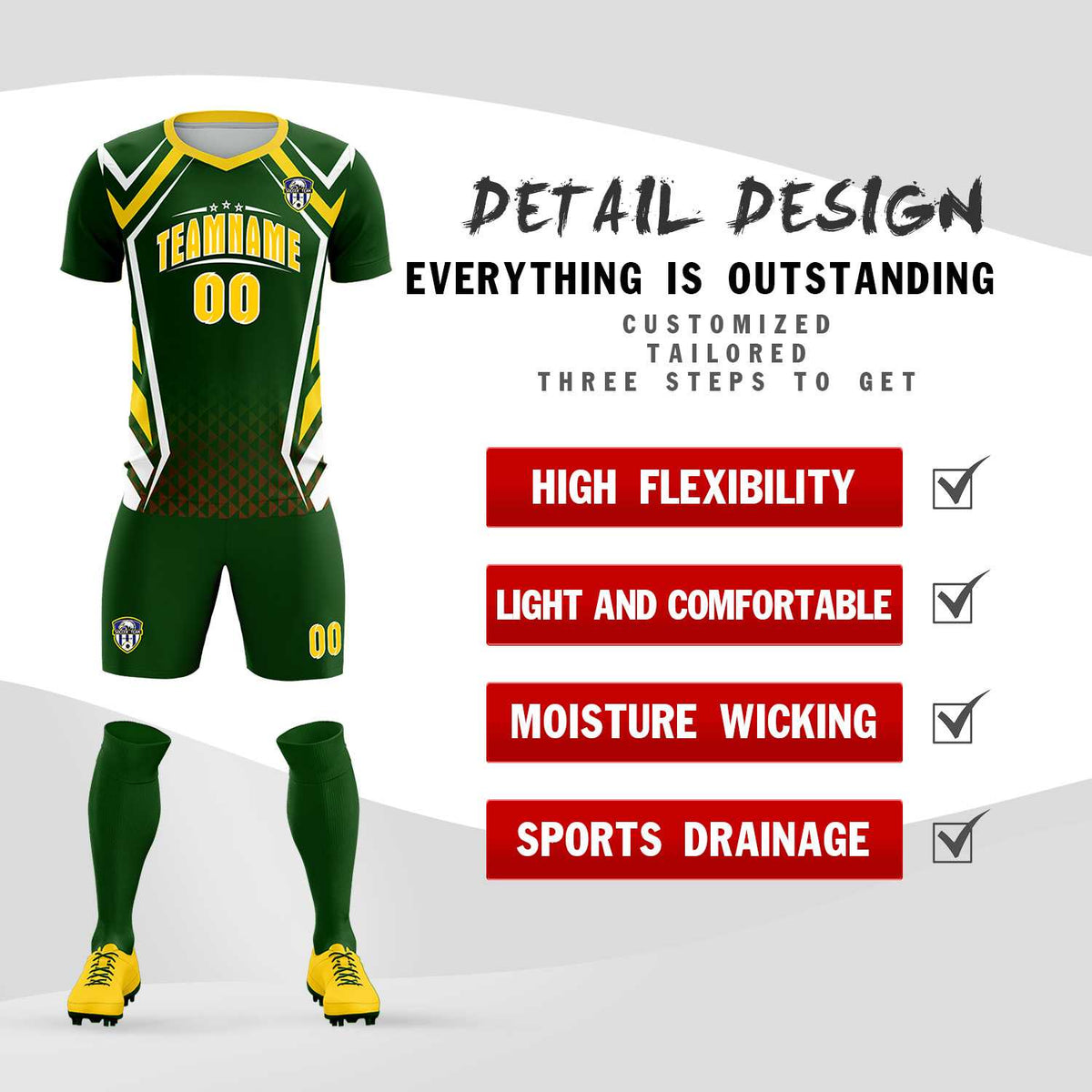Custom Midnight Green Abstract Breathable Football Kit Jersey