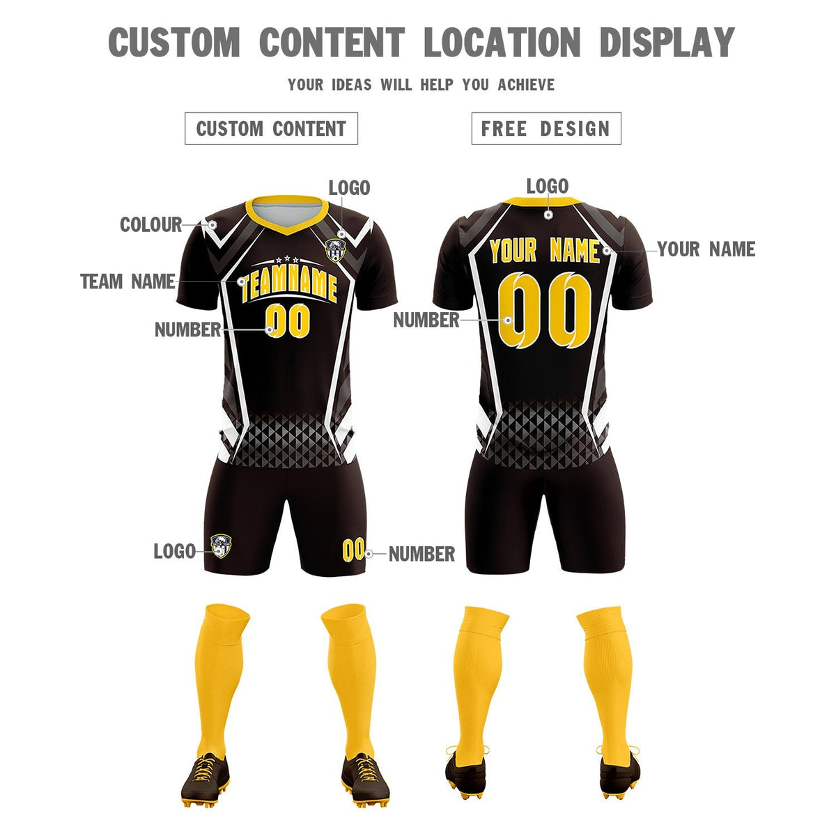 Custom Brown Abstract Breathable Football Kit Jersey