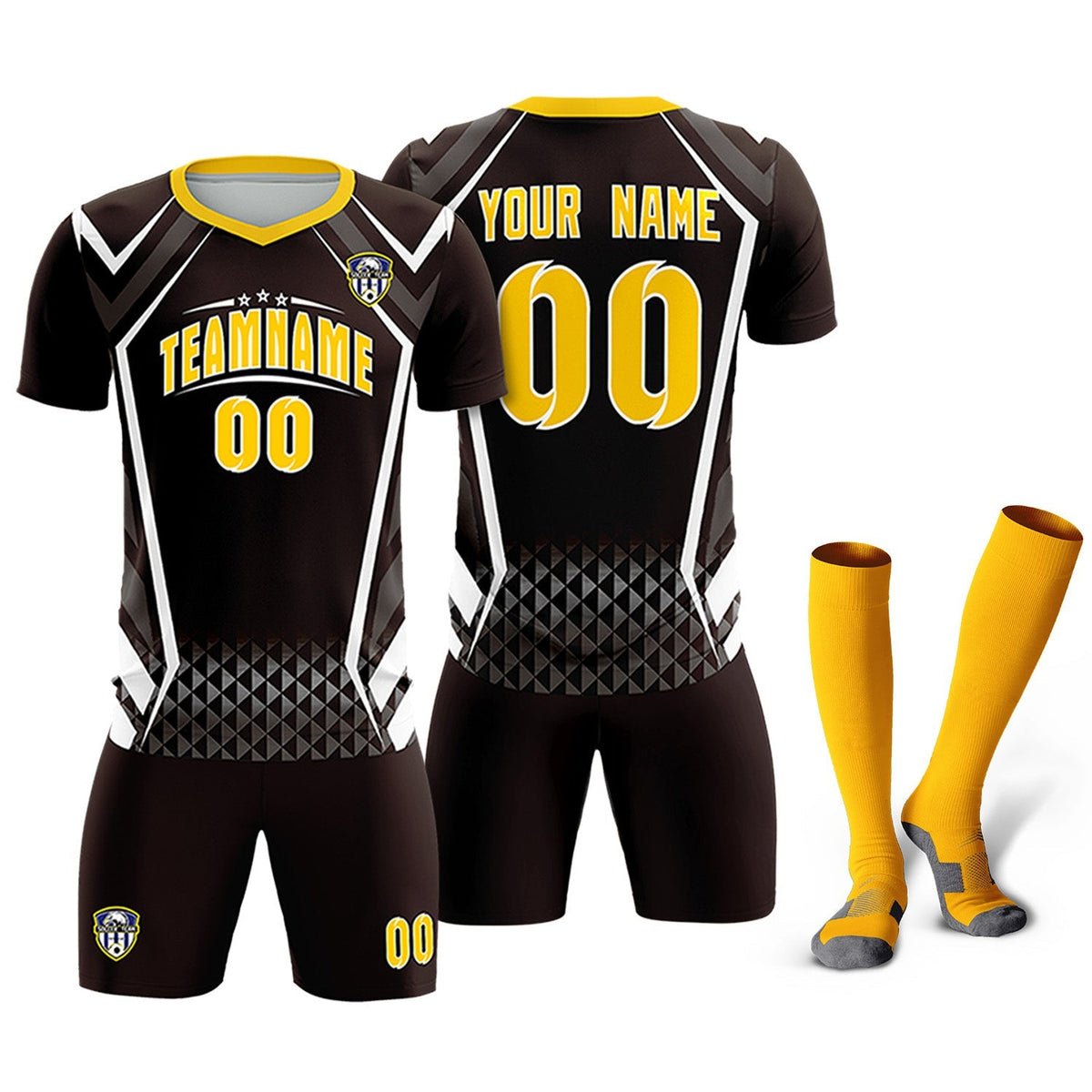 Custom Brown Abstract Breathable Football Kit Jersey