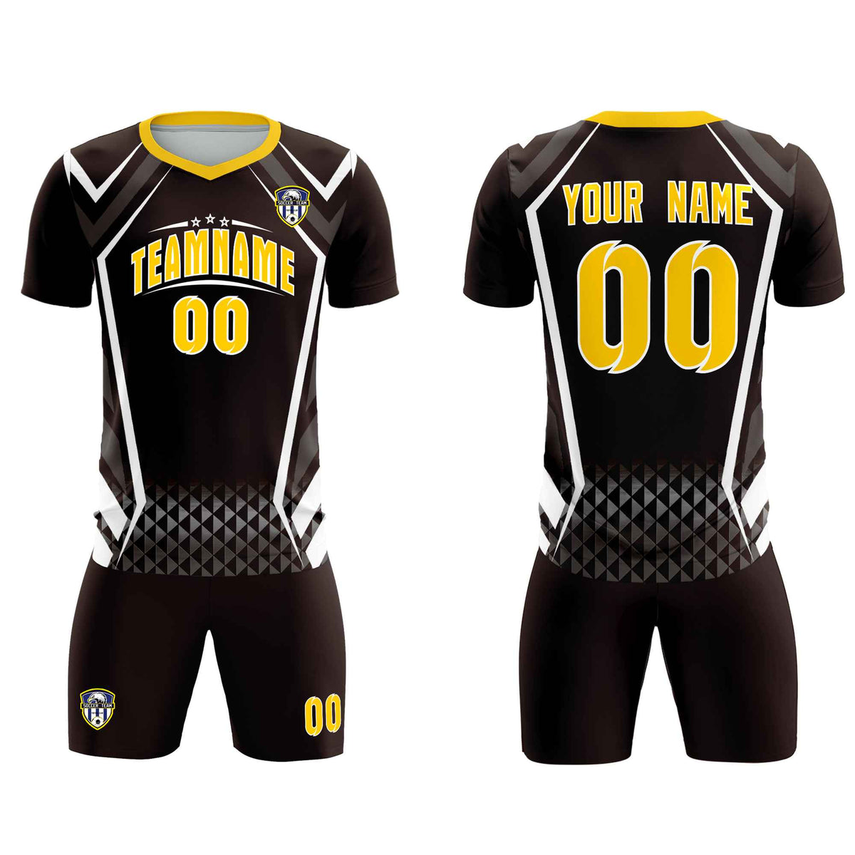 Custom Brown Abstract Breathable Football Kit Jersey