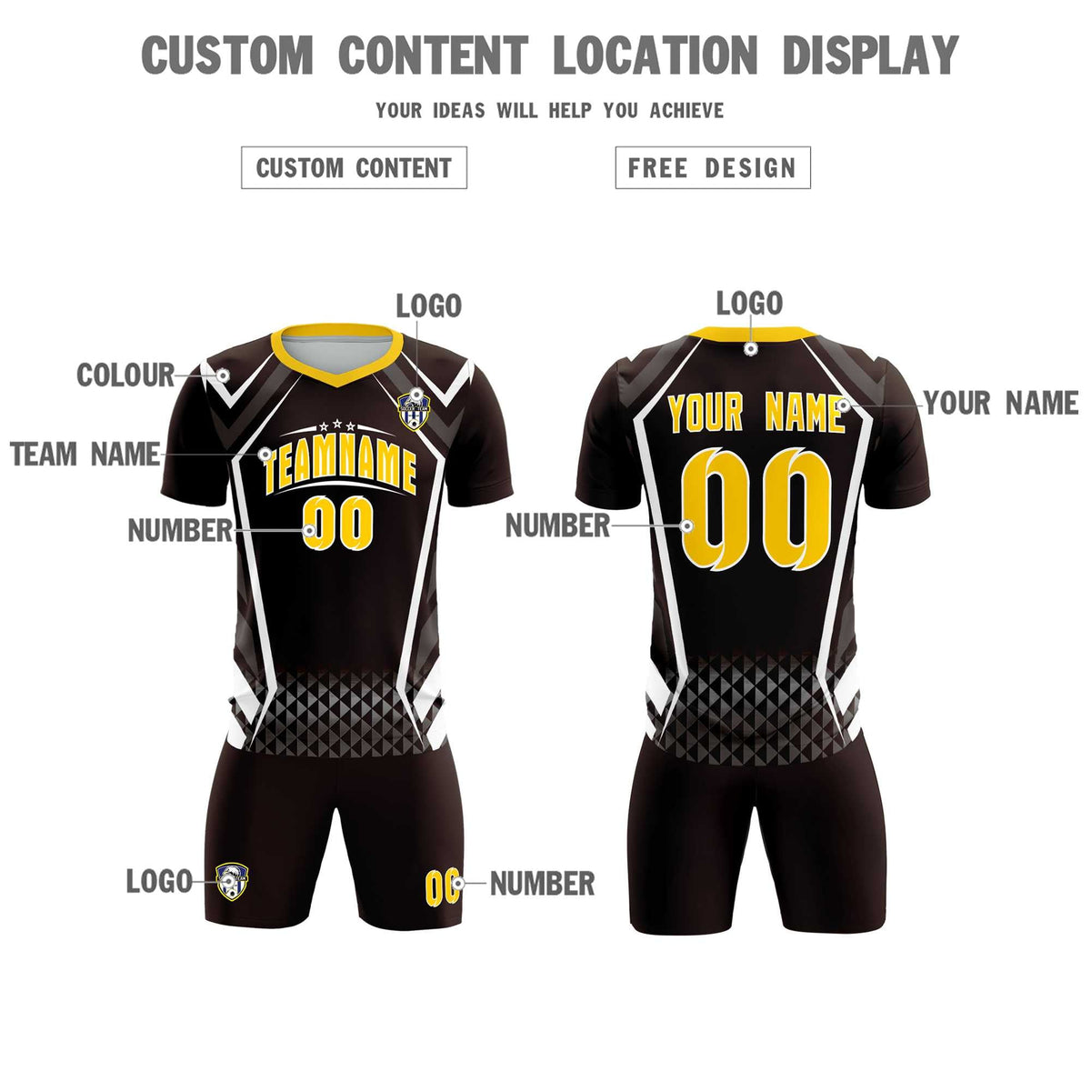Custom Brown Abstract Breathable Football Kit Jersey