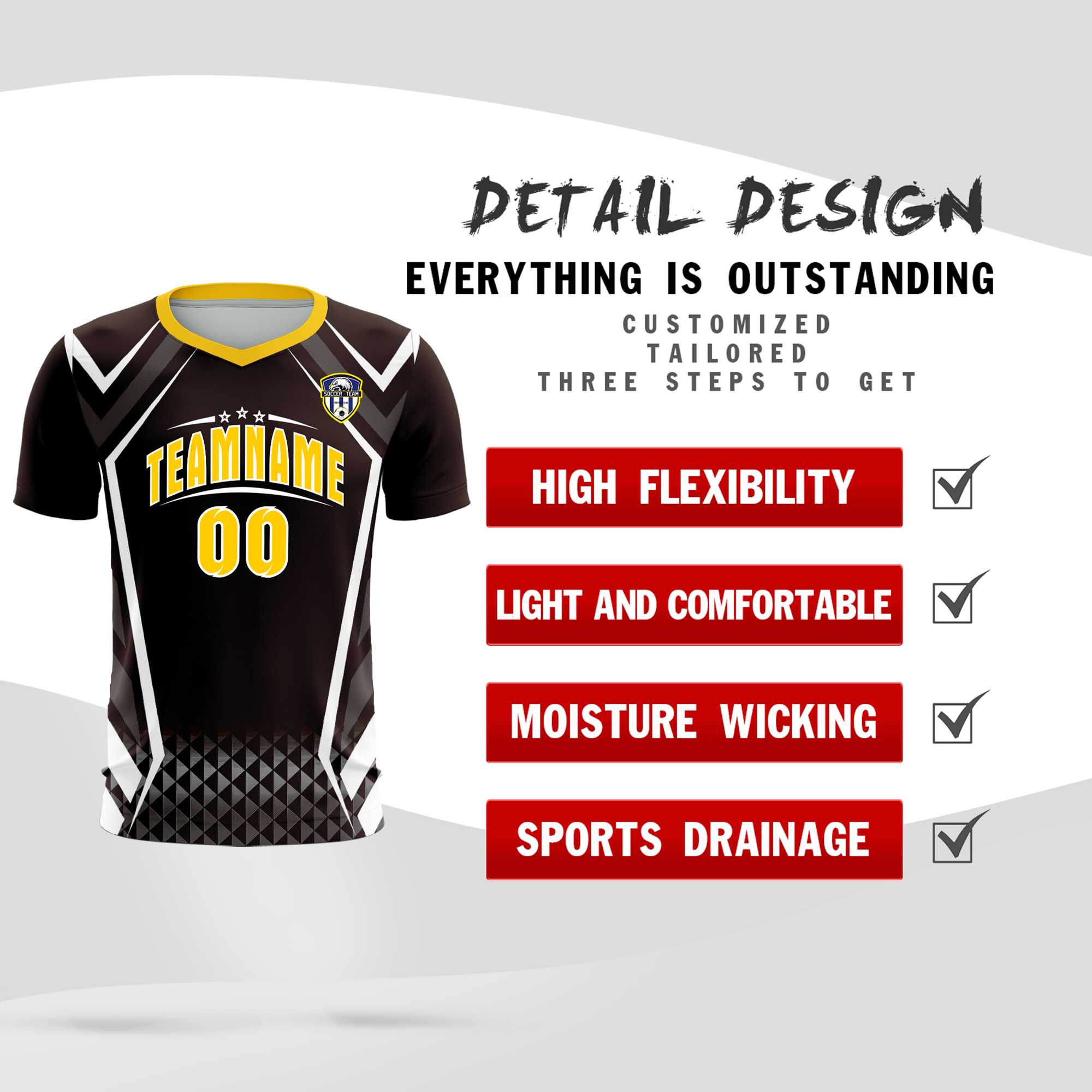 Custom Brown Abstract Breathable Football Kit Jersey