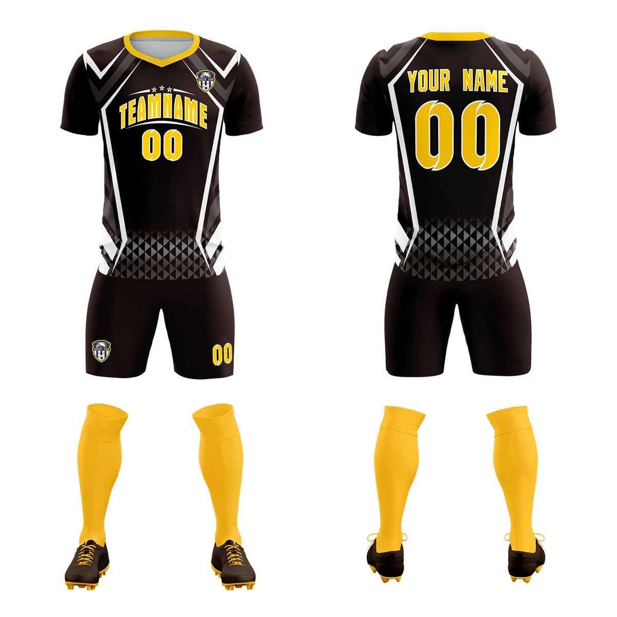 Custom Brown Abstract Breathable Football Kit Jersey