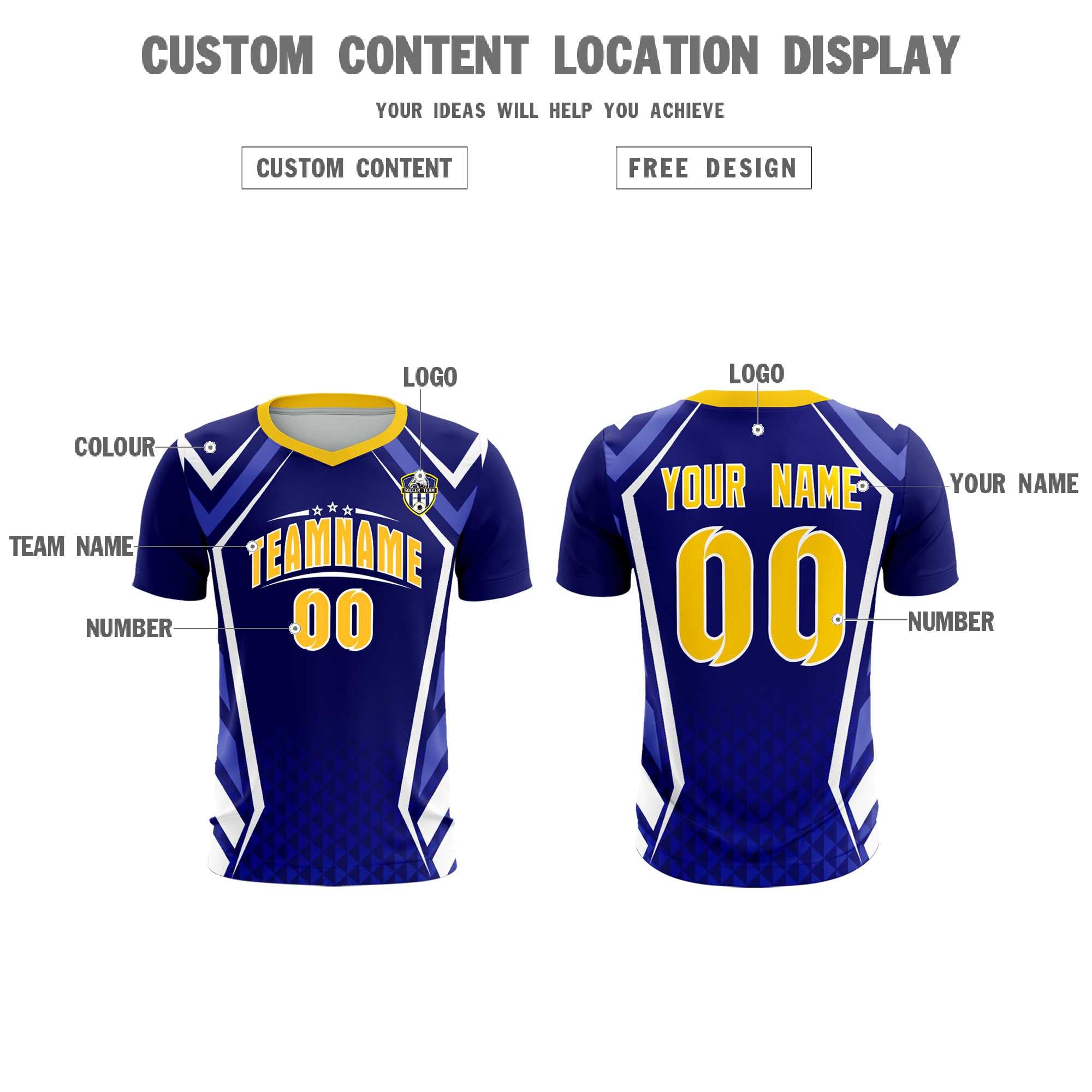 Custom Royal Abstract Breathable Football Kit Jersey