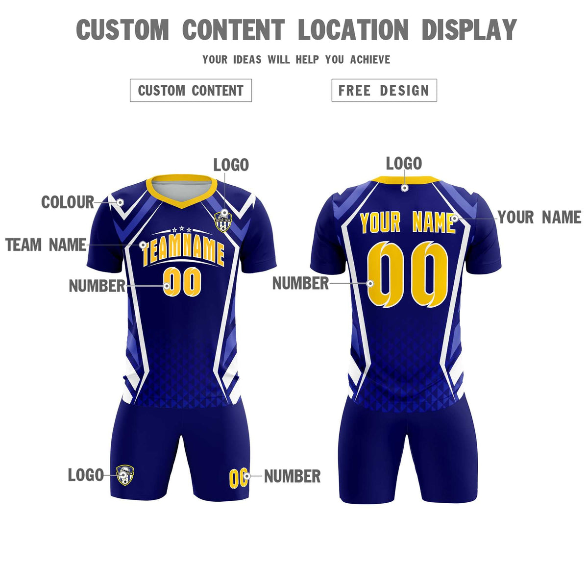 Custom Royal Abstract Breathable Football Kit Jersey