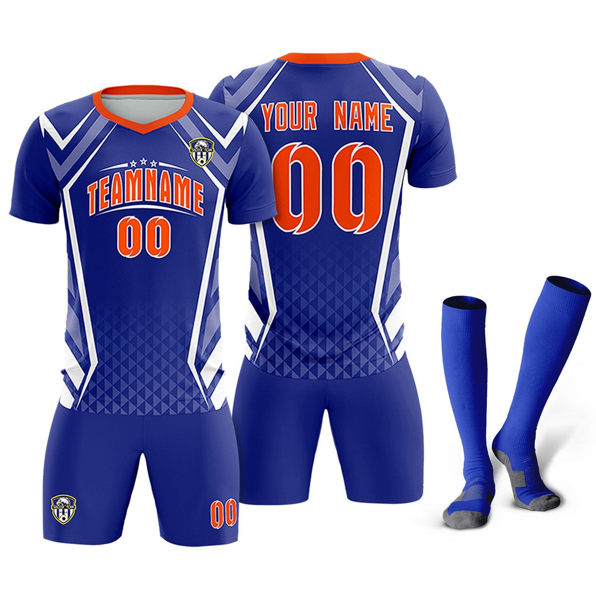 Custom Royal Abstract Breathable Football Kit Jersey