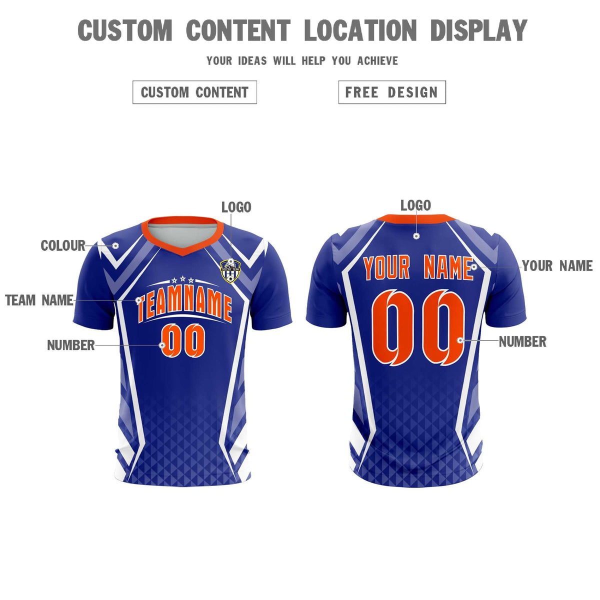 Custom Royal Abstract Breathable Football Kit Jersey