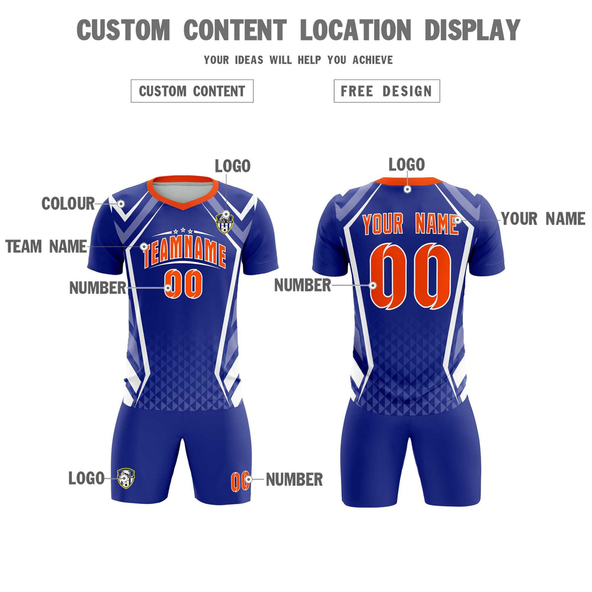 Custom Royal Abstract Breathable Football Kit Jersey