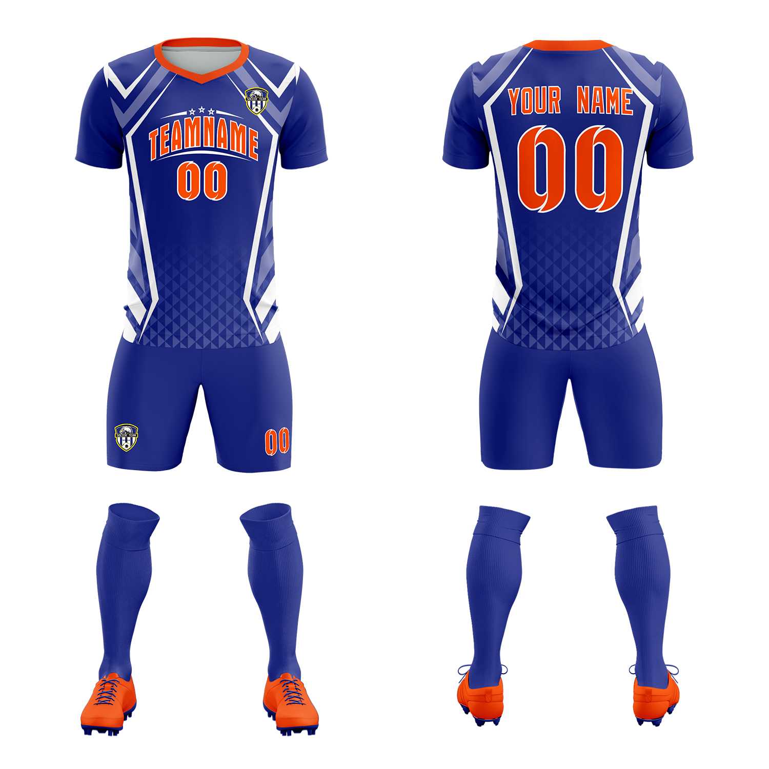 Custom Royal Abstract Breathable Football Kit Jersey