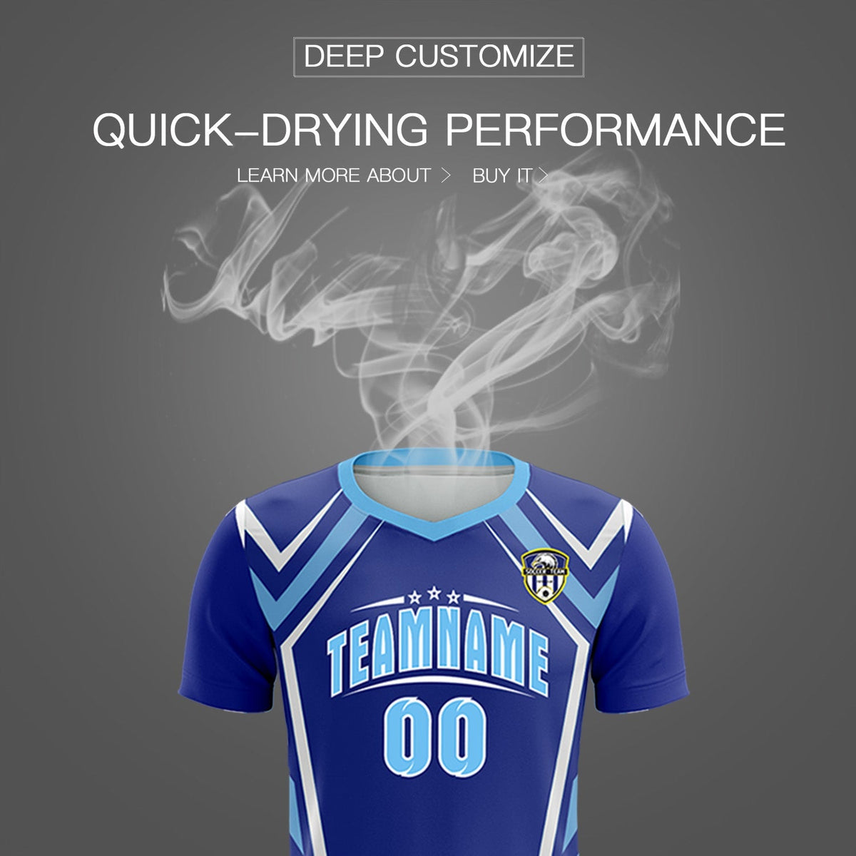 Custom Royal Abstract Breathable Football Kit Jersey