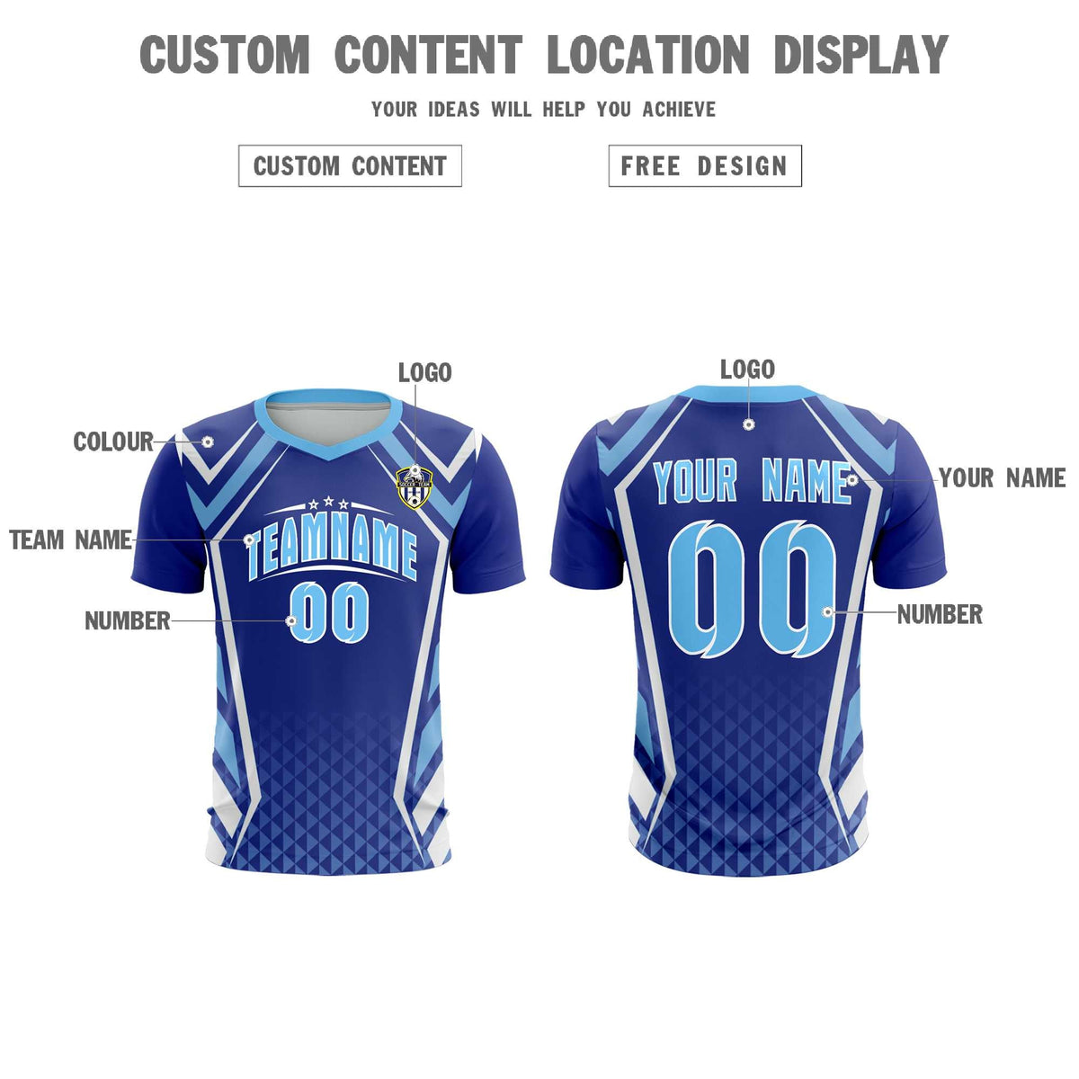 Custom Royal Abstract Breathable Football Kit Jersey