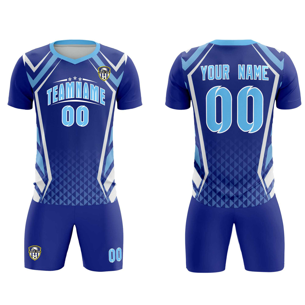 Custom Royal Abstract Breathable Football Kit Jersey