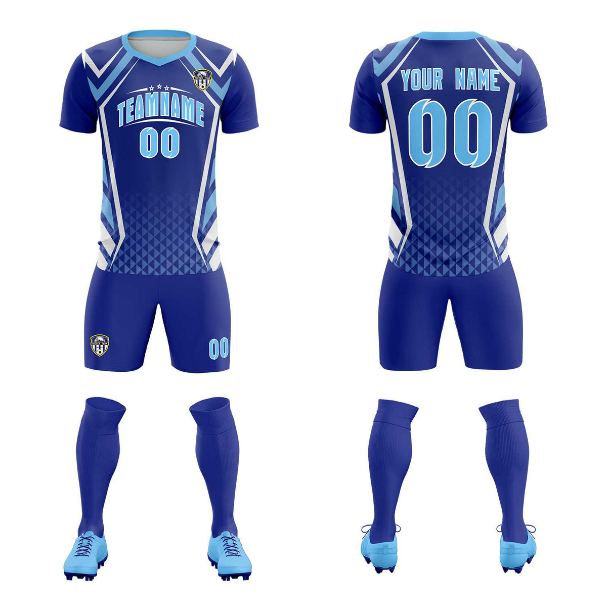 Custom Royal Abstract Breathable Football Kit Jersey