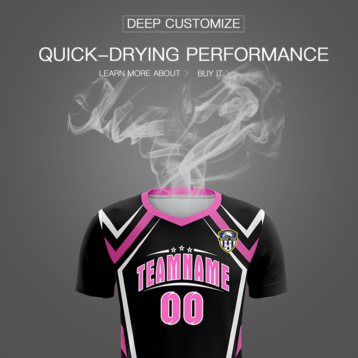 Custom Black Abstract Breathable Football Kit Jersey