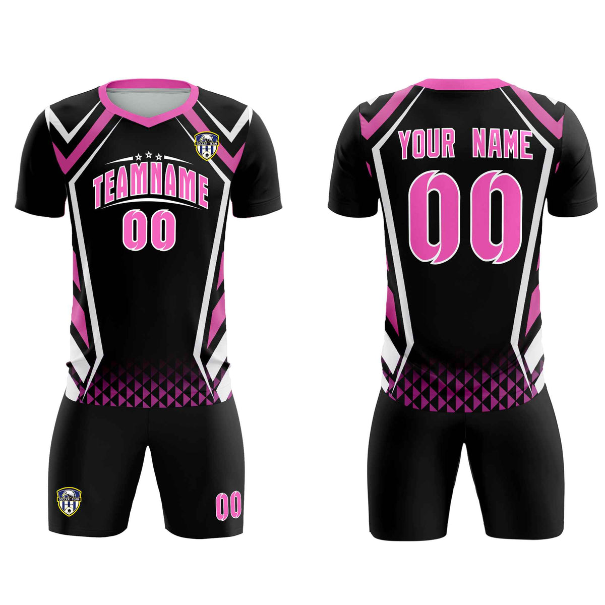 Custom Black Abstract Breathable Football Kit Jersey