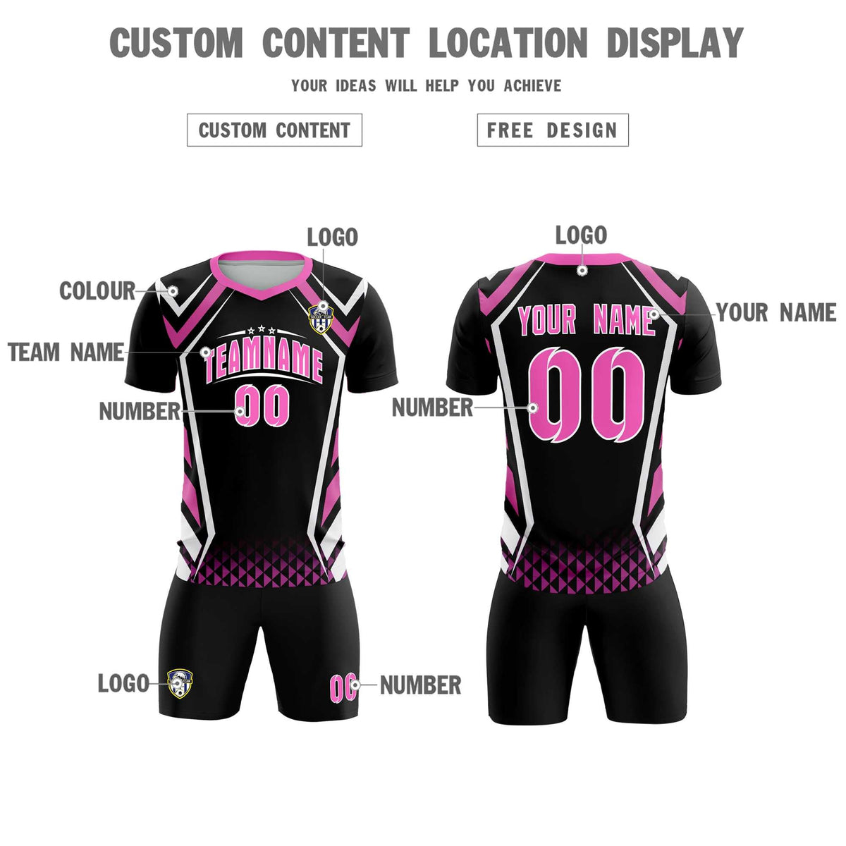 Custom Black Abstract Breathable Football Kit Jersey