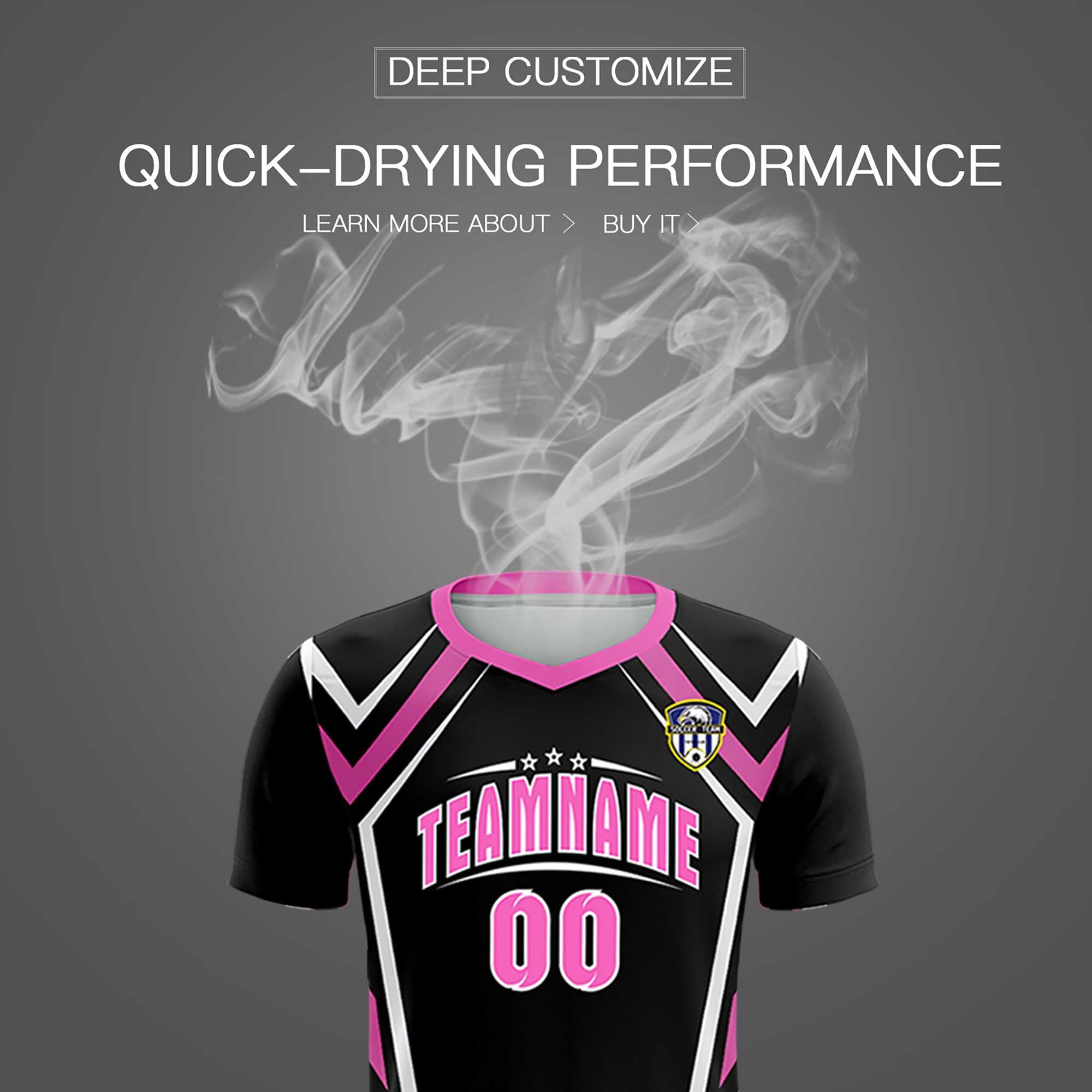 Custom Black Abstract Breathable Football Kit Jersey