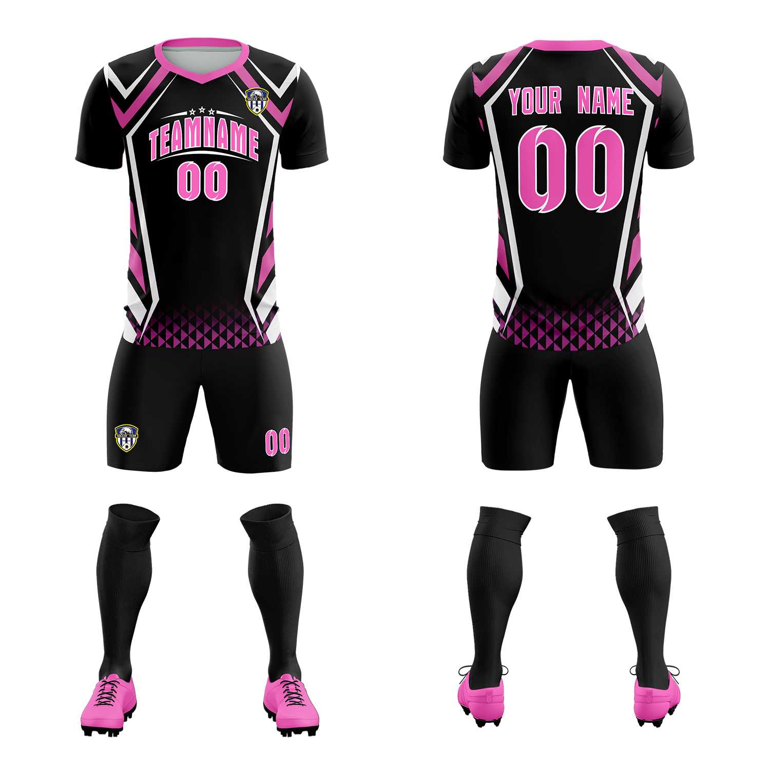 Custom Black Abstract Breathable Football Kit Jersey