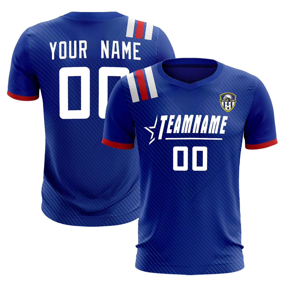 Custom Royal Striped Sportswear Football Kit Jersey For Adults