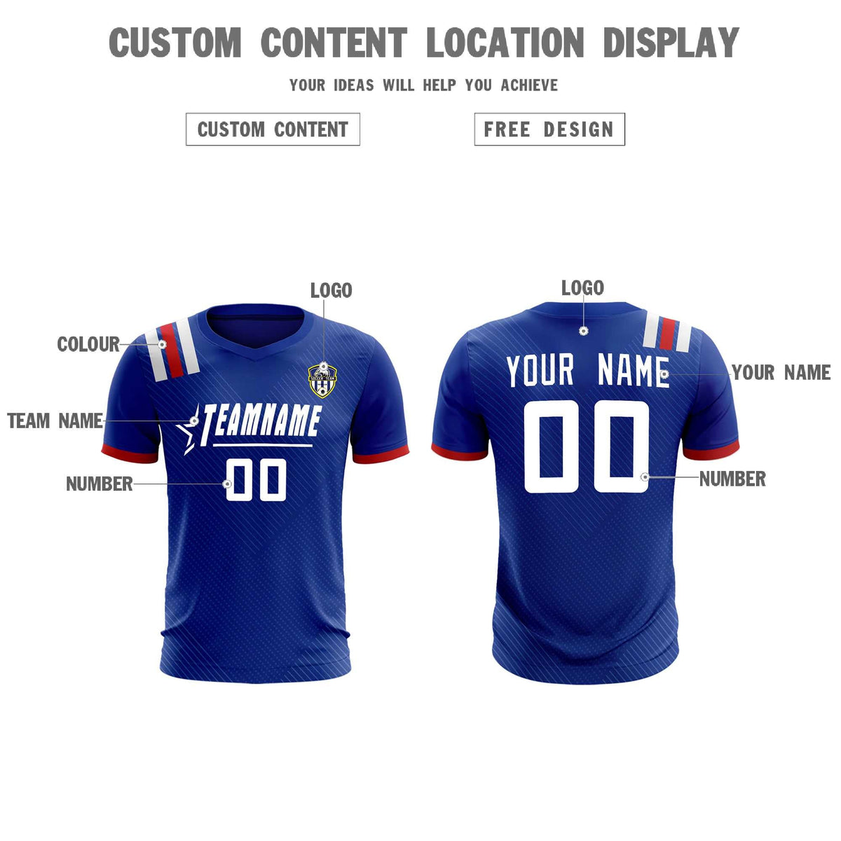 Custom Royal Striped Sportswear Football Kit Jersey For Adults