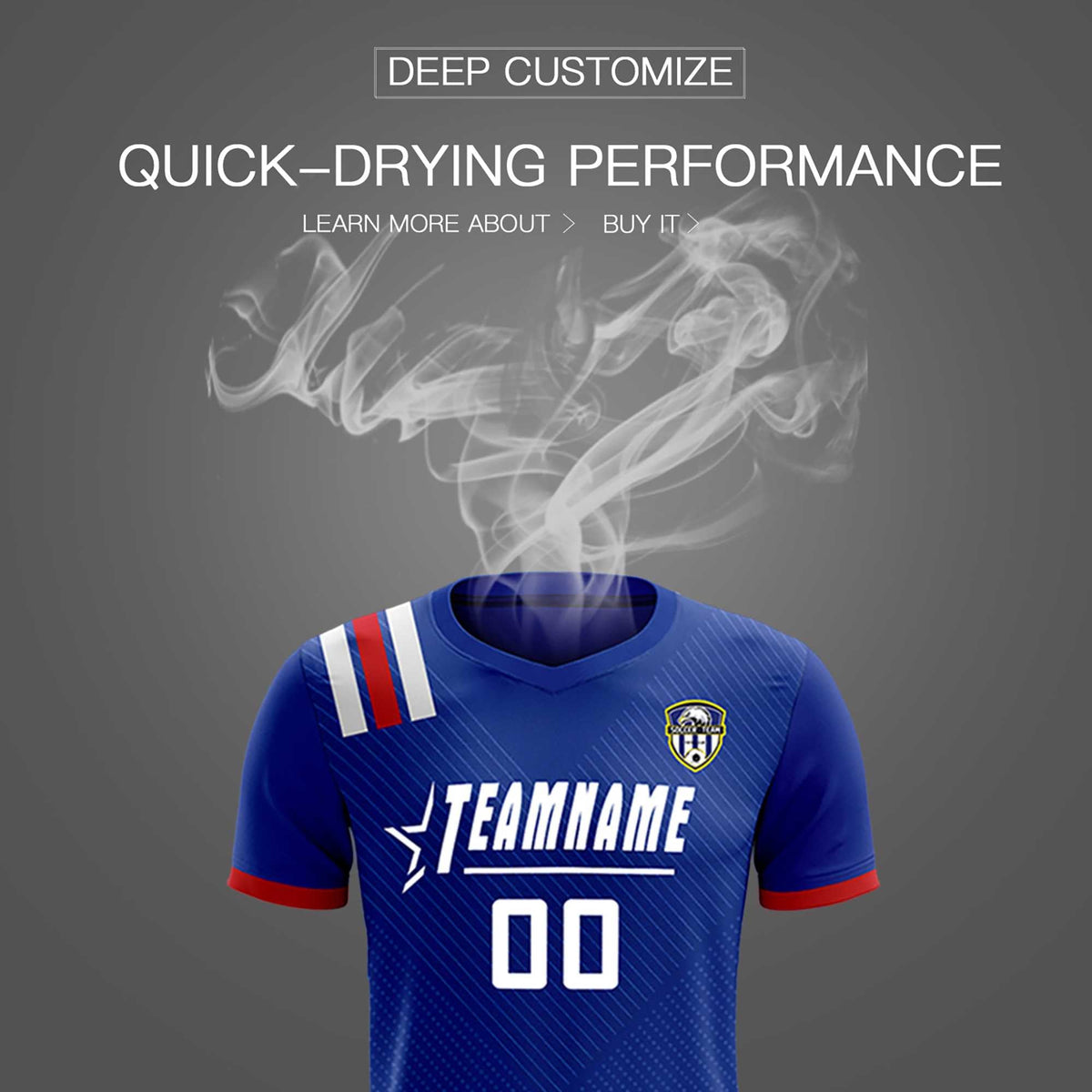 Custom Royal Striped Sportswear Football Kit Jersey For Adults