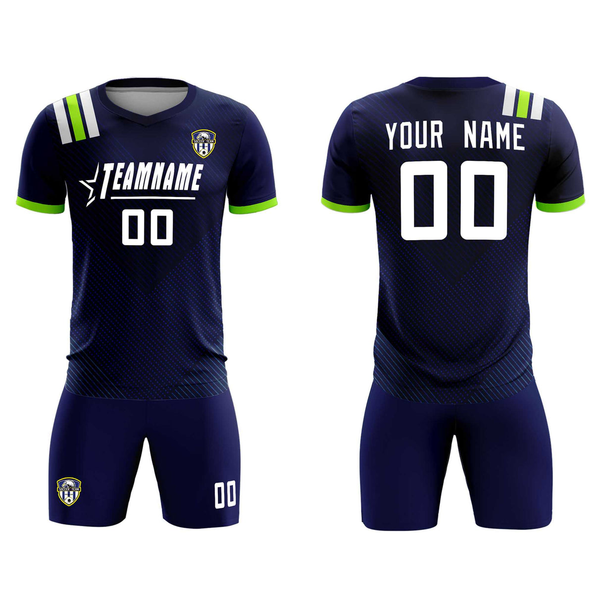 Custom Navy Striped Sportswear Football Kit Jersey For Adults
