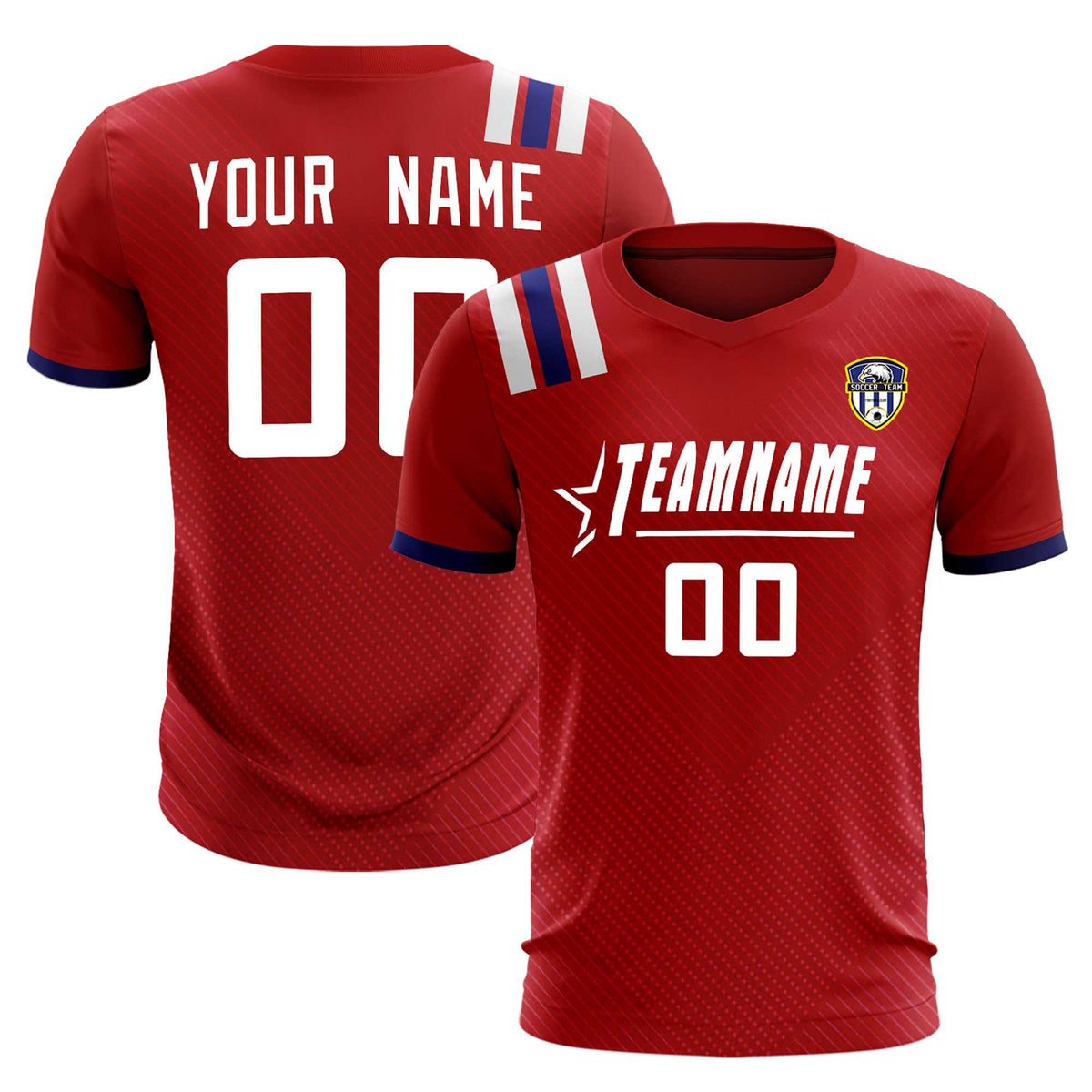 Custom Red Striped Sportswear Football Kit Jersey For Adults
