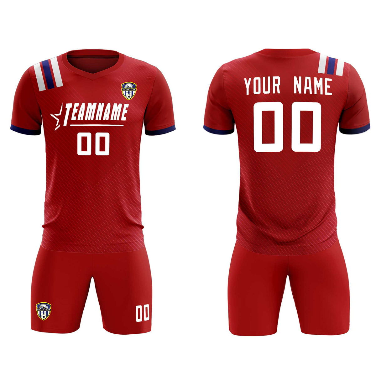 Custom Red Striped Sportswear Football Kit Jersey For Adults