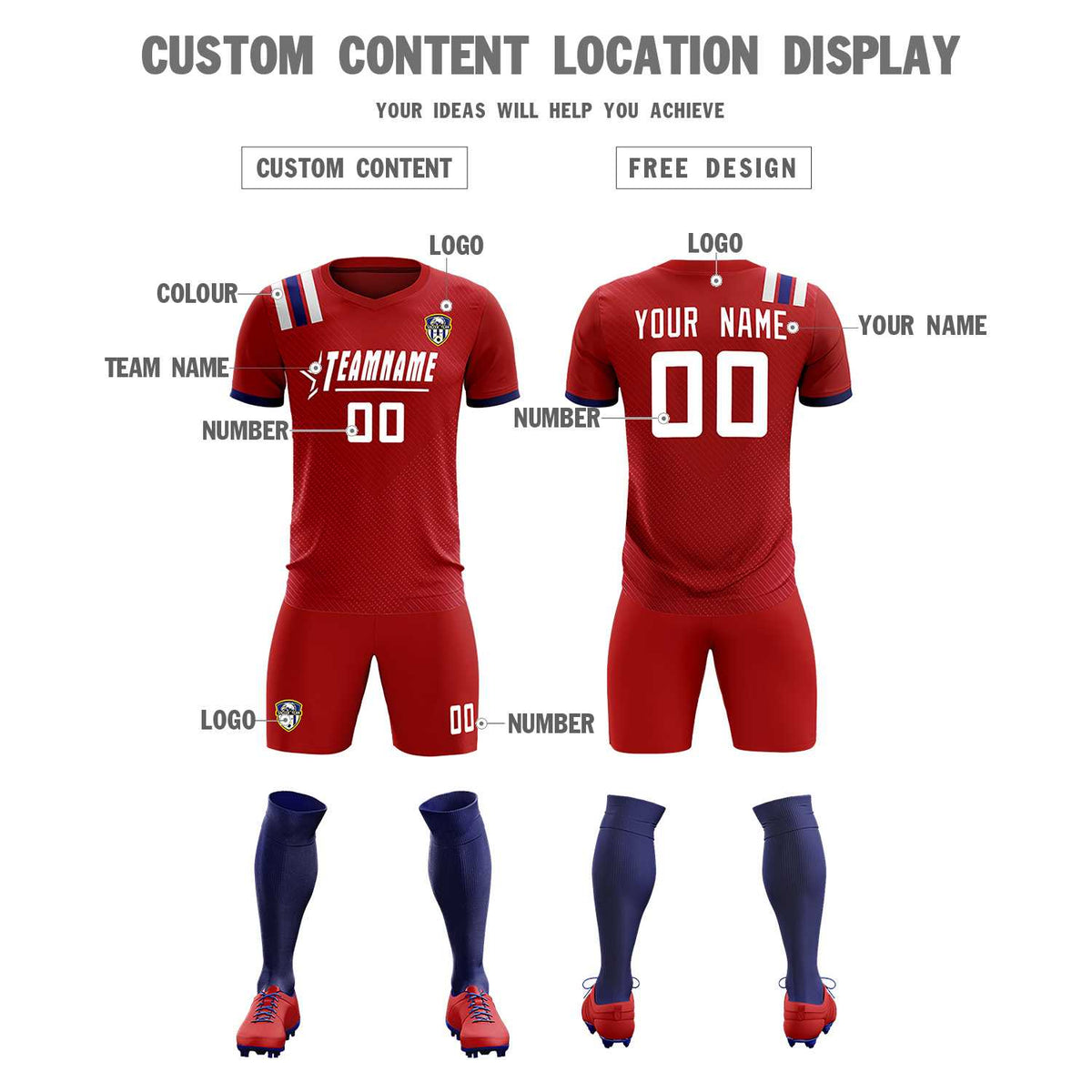 Custom Red Striped Sportswear Football Kit Jersey For Adults