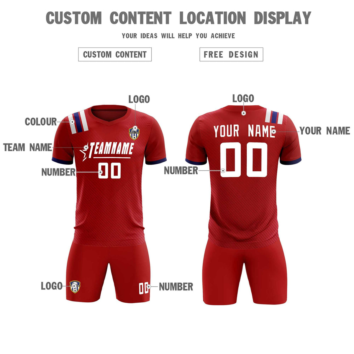 Custom Red Striped Sportswear Football Kit Jersey For Adults