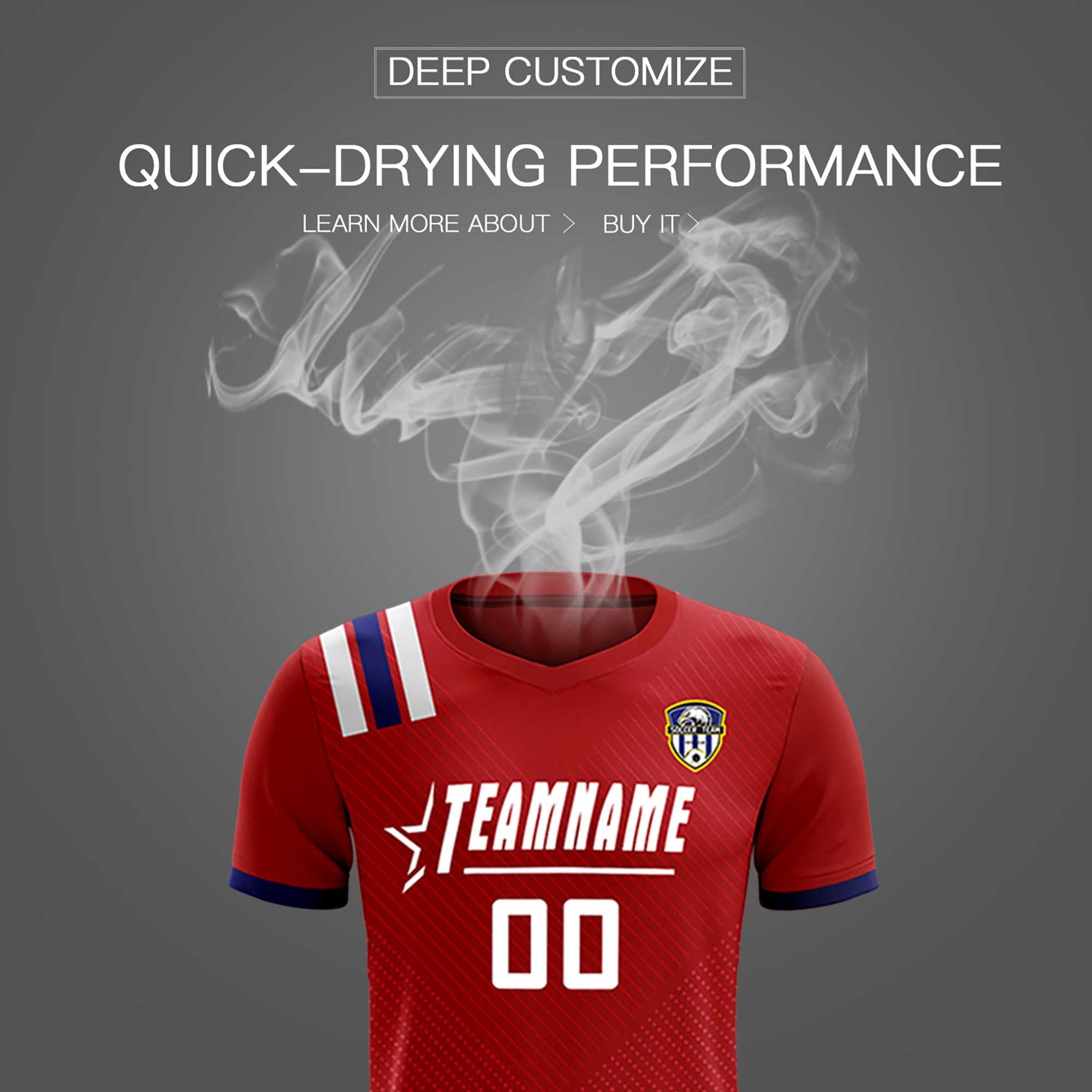 Custom Red Striped Sportswear Football Kit Jersey For Adults