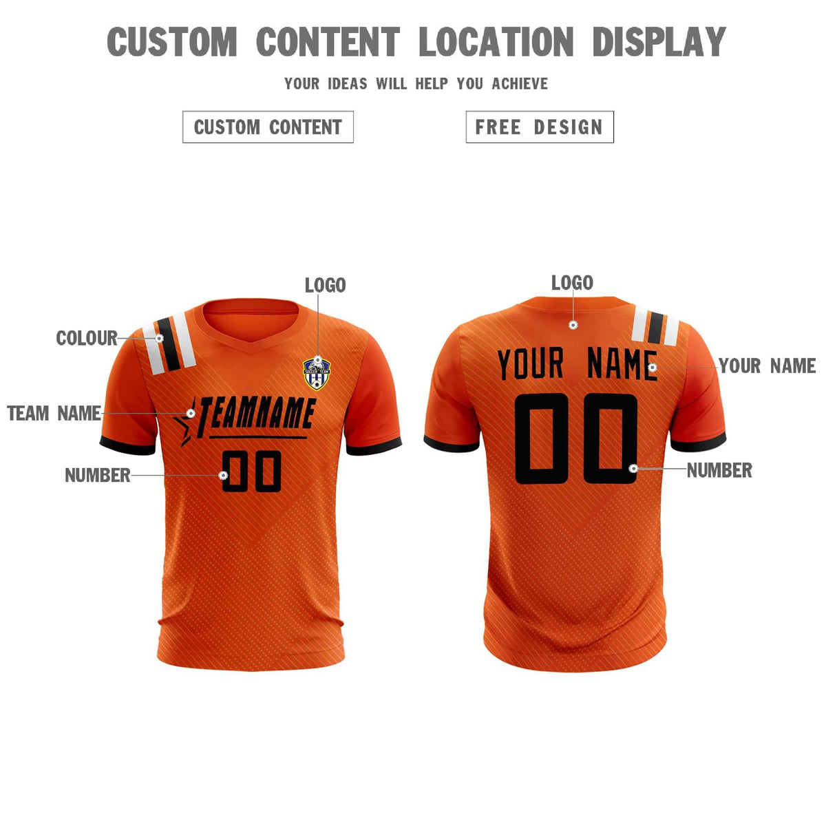 Custom Orange Striped Sportswear Football Kit Jersey For Adults