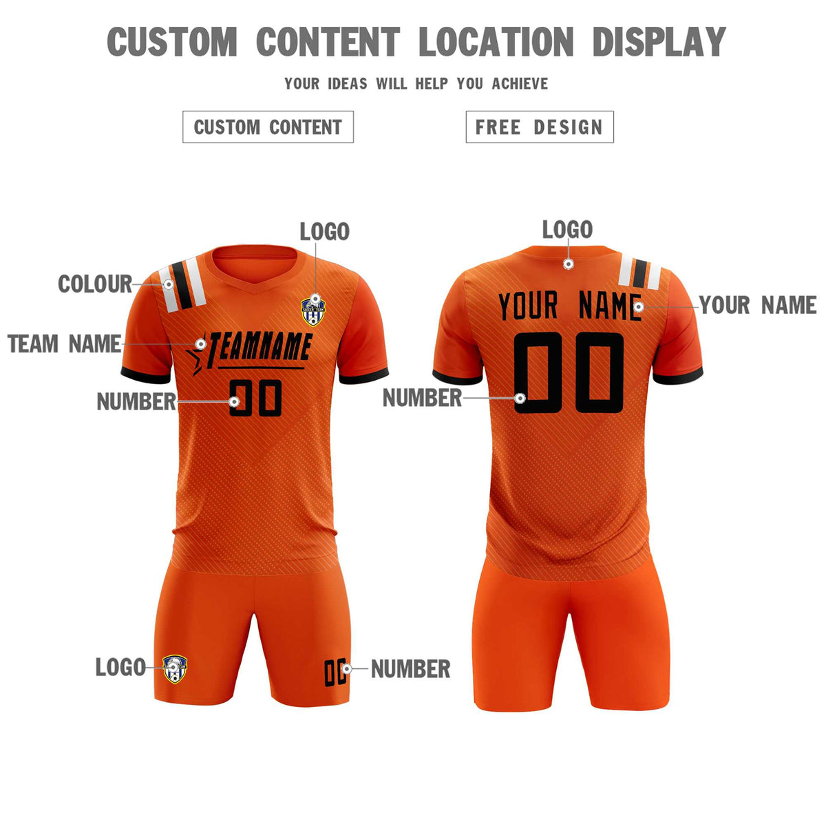 Custom Orange Striped Sportswear Football Kit Jersey For Adults